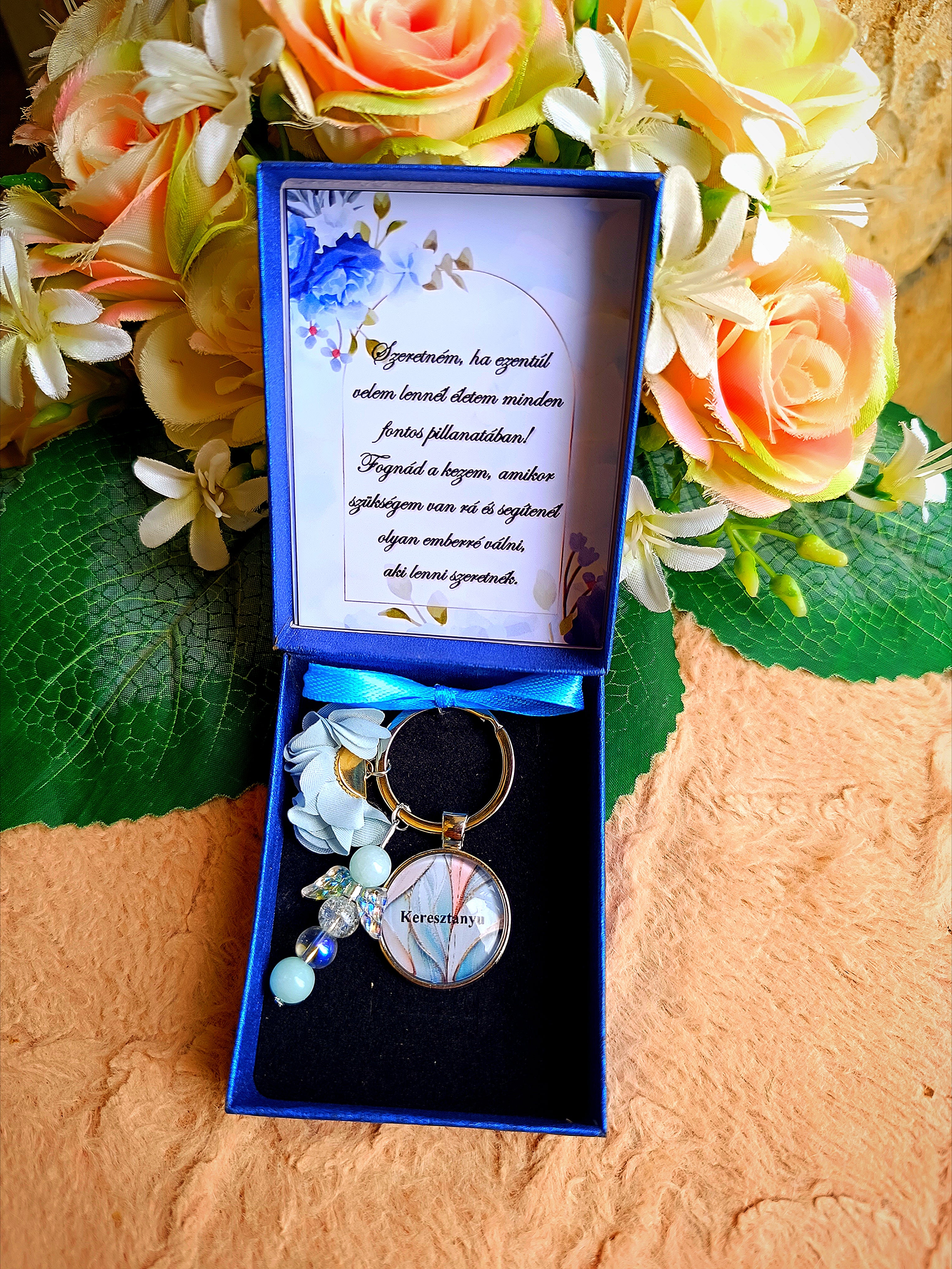 Keresztszülő felkérő - köszönő kulcstartó keresztanyának